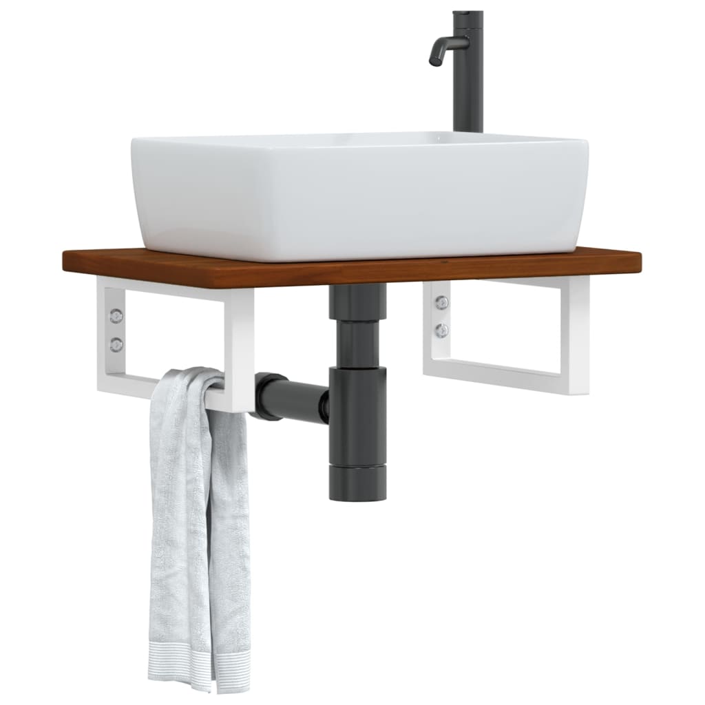 vidaXL Basin Shelf Wall Mounted Steel and Solid Wood Oak