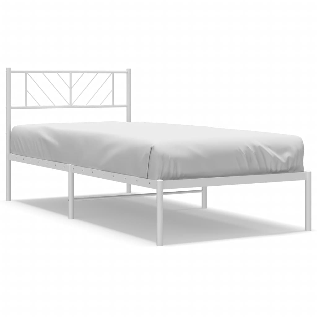 vidaXL Metal Bed Frame without Mattress with Headboard White 100x200 cm