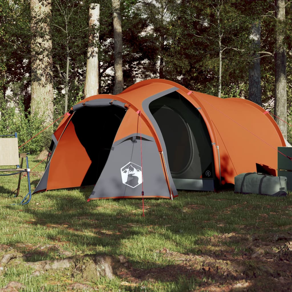 vidaXL Camping Tent Tunnel 3-Person Orange Waterproof