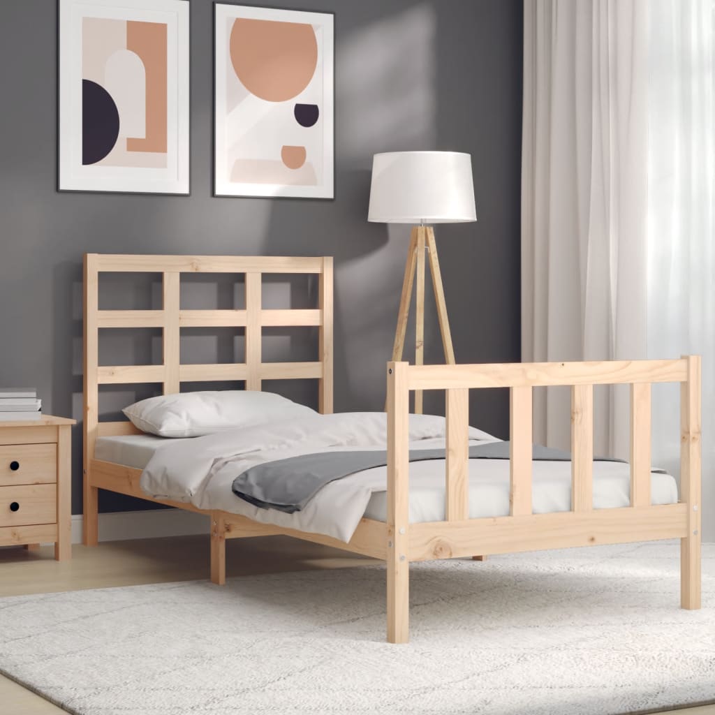 vidaXL Bed Frame without Mattress Small Single Solid Wood Pine