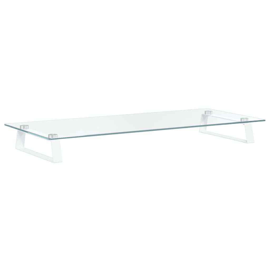 vidaXL Monitor Stand White 80x35x8 cm Tempered Glass and Metal