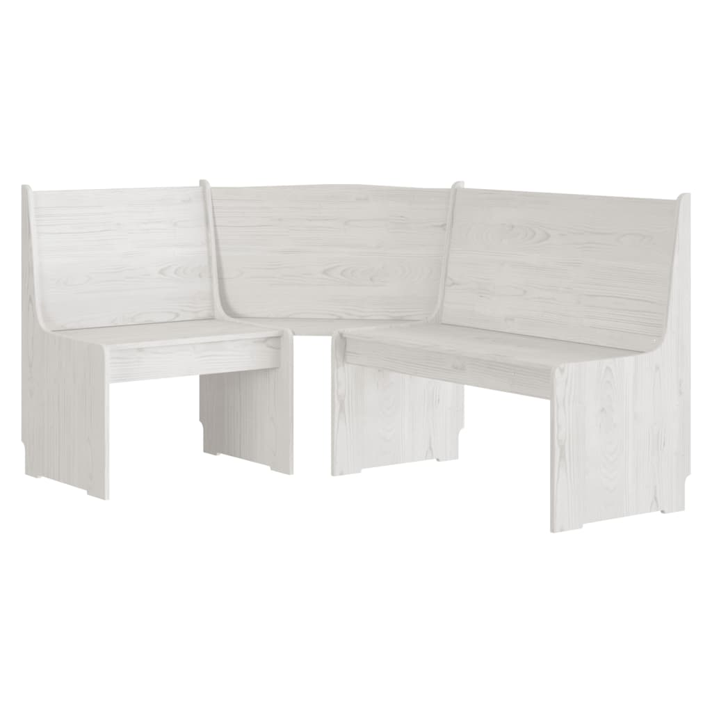 vidaXL 3 Piece Dining Set REINE White Solid Wood Pine