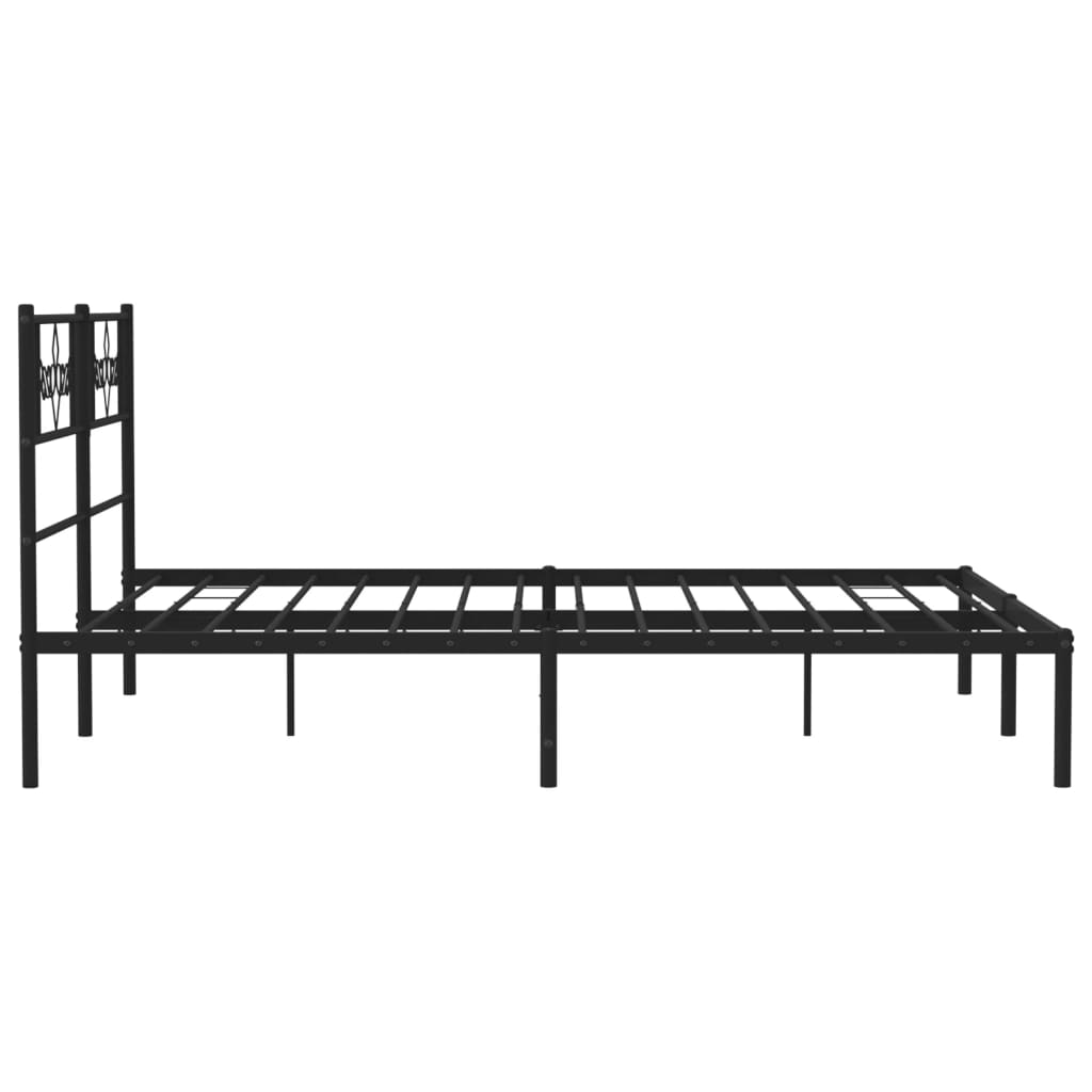 vidaXL Metal Bed Frame without Mattress with Headboard Black 150x200 cm King Size