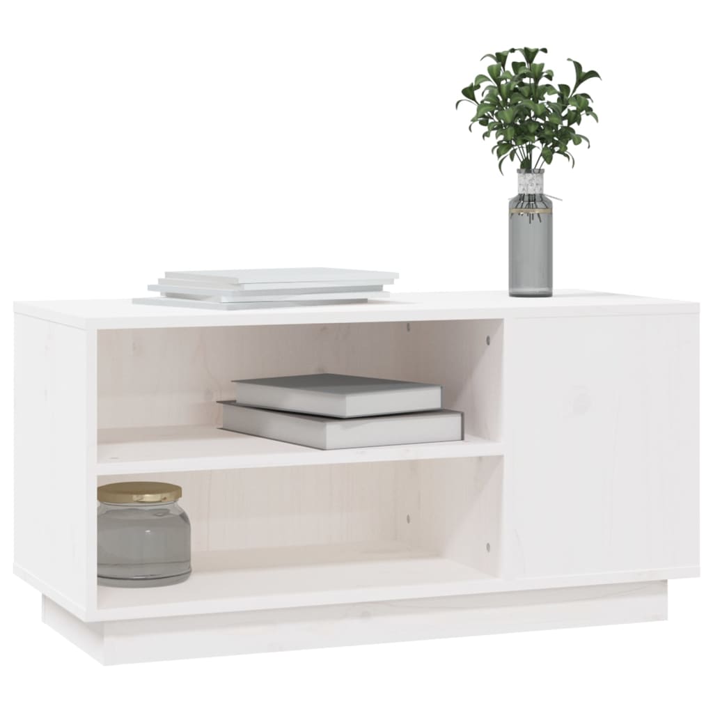 vidaXL TV Cabinet White 80x35x40.5 cm Solid Wood Pine