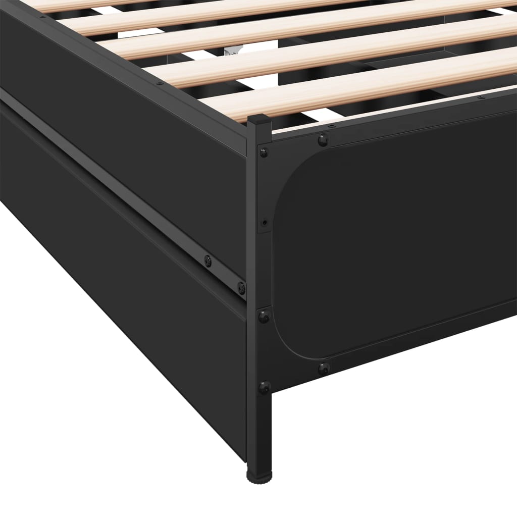 vidaXL Bed Frame with Drawers without Mattress Black 90x200 cm