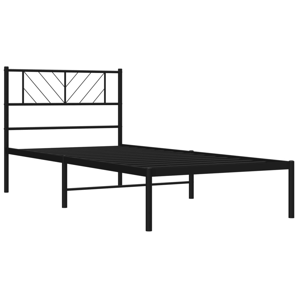 vidaXL Metal Bed Frame without Mattress with Headboard Black 100x190 cm