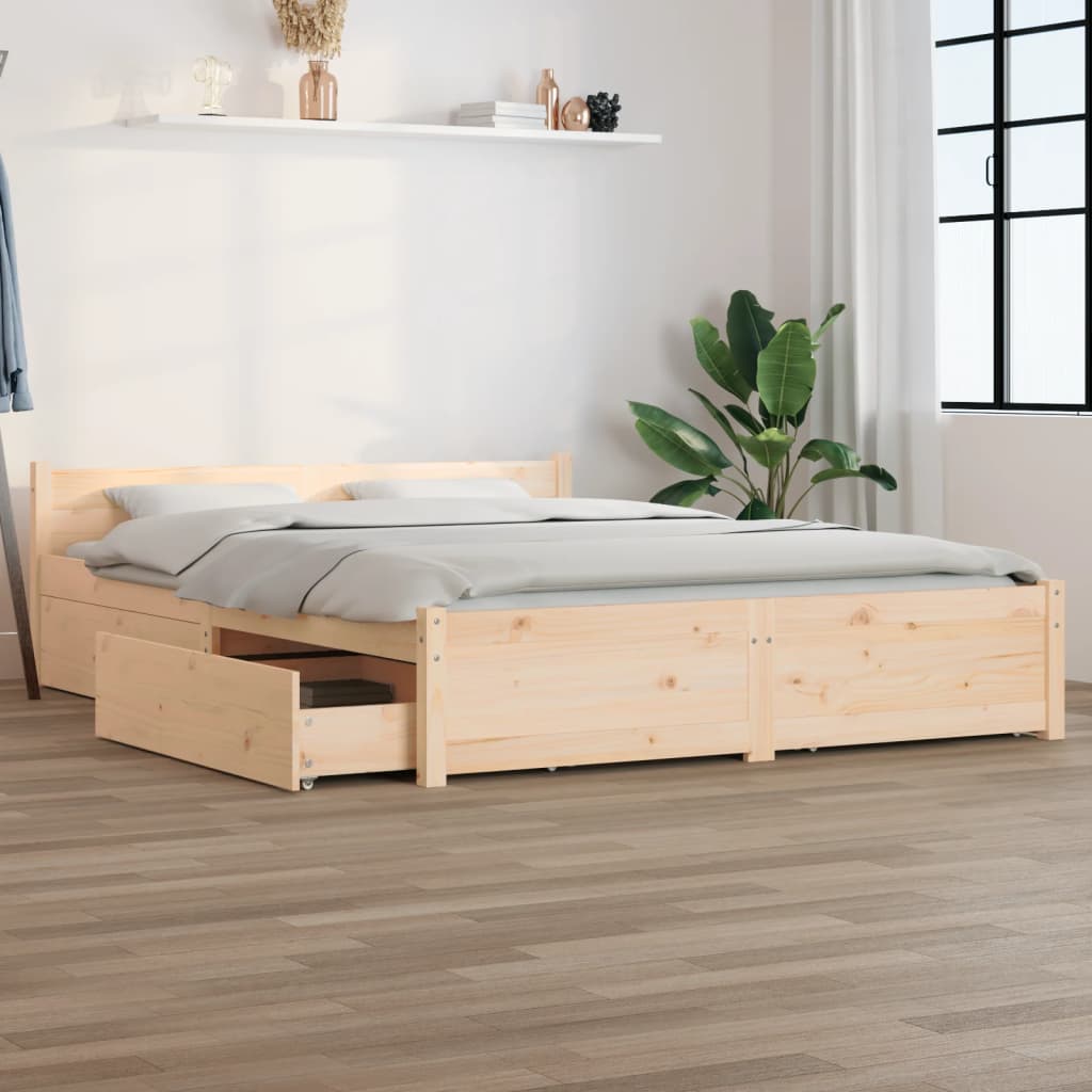 vidaXL Bed Frame without Mattress with Drawers 140x200 cm (815044+814999)