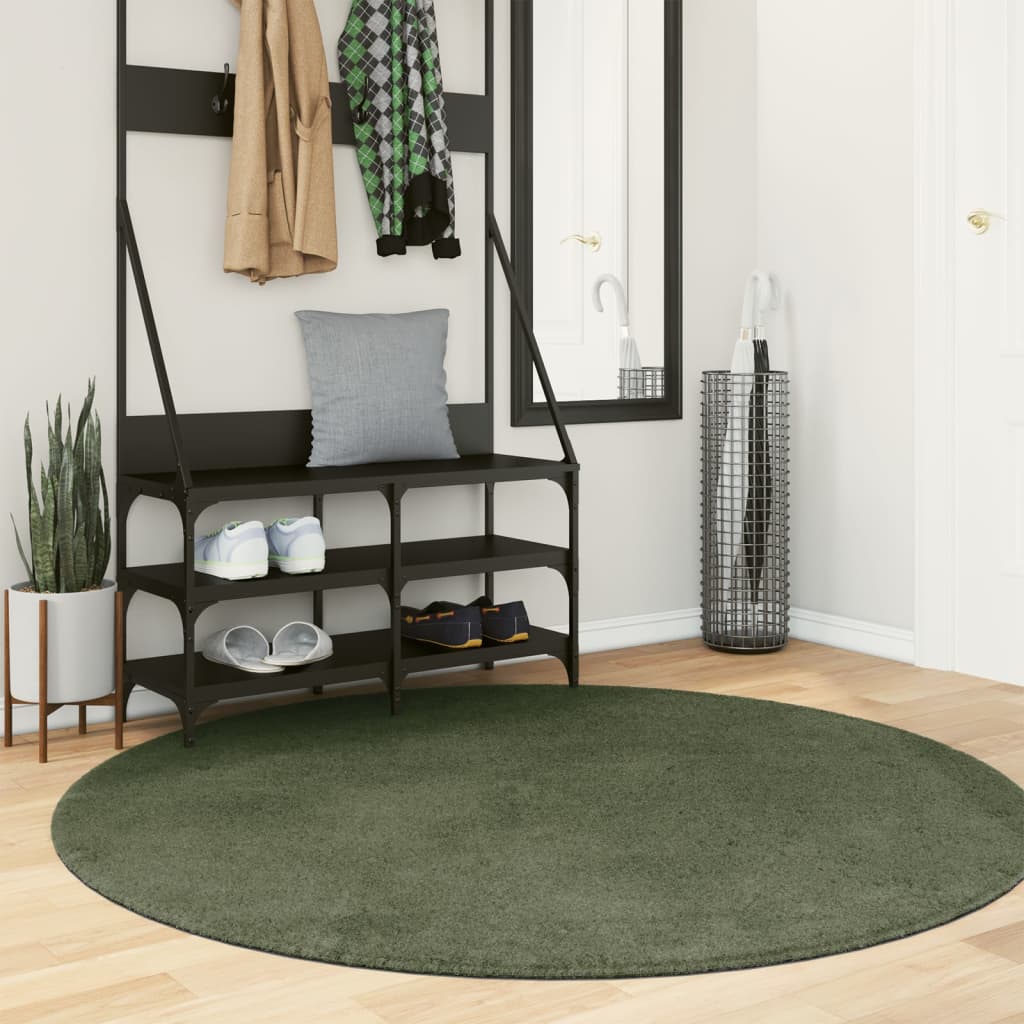 vidaXL Rug HUARTE Short Pile Soft and Washable Forest Green Ø 160 cm