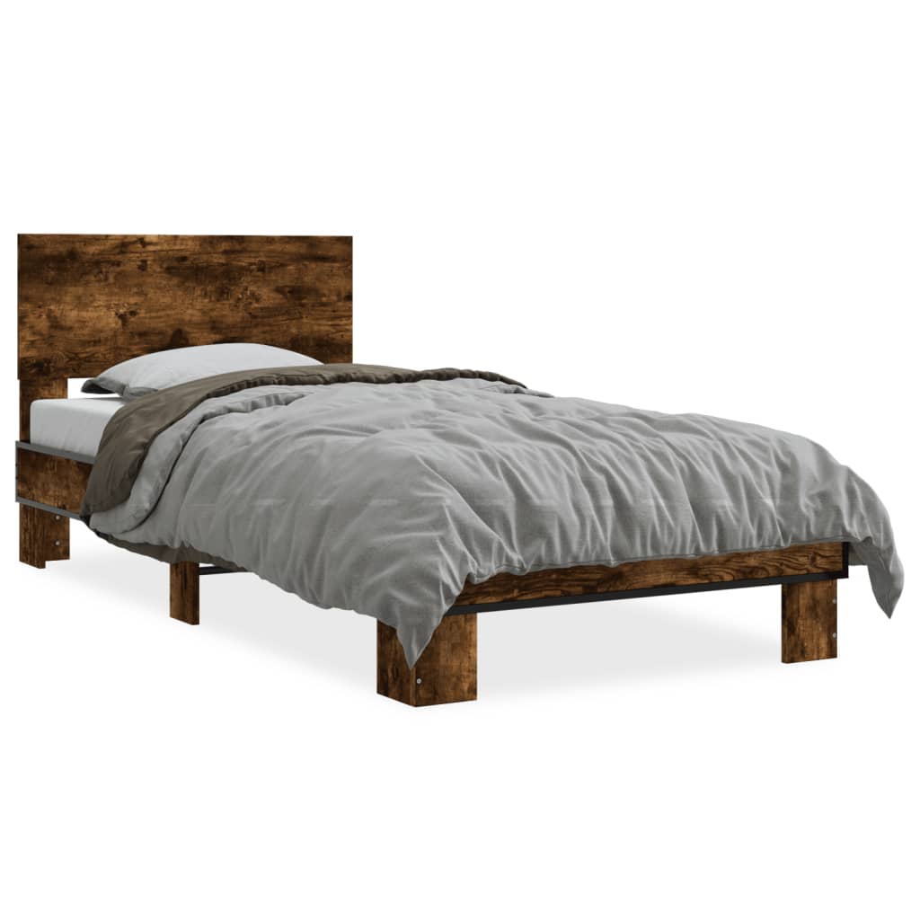 vidaXL Bed Frame without Mattress Smoked Oak 100x200 cm