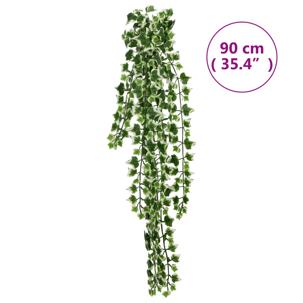 vidaXL Artificial Hanging Plants 12 pcs 339 Leaves 90 cm Green and White