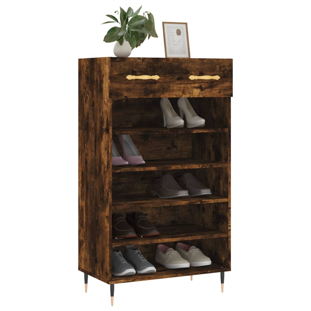 vidaXL Shoe Cabinet Smoked Oak 60x35x105 cm Engineered Wood